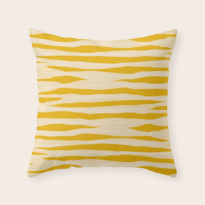 Abstract Organic Stripes Pattern in Mustard Yellow Throw Pillow Gallery Image 6