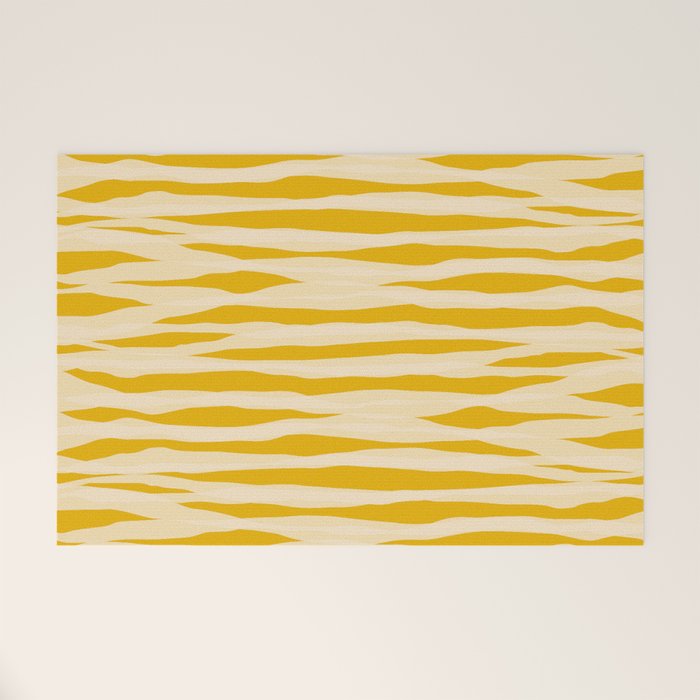 Abstract Organic Stripes Pattern in Mustard Yellow Welcome Mat Gallery Image 1