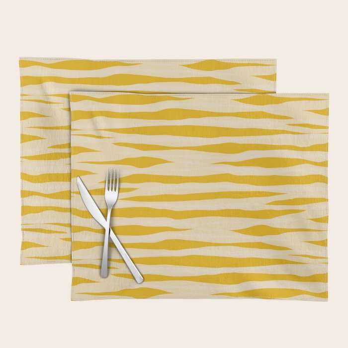 Abstract Organic Stripes Pattern in Mustard Yellow Placemat Gallery Image 1