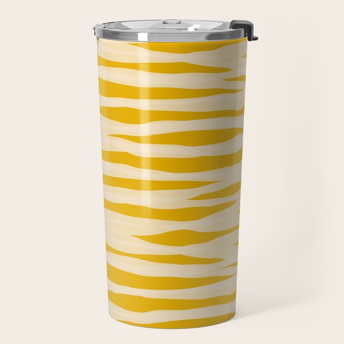 Abstract Organic Stripes Pattern in Mustard Yellow Travel Mug Gallery Image 2