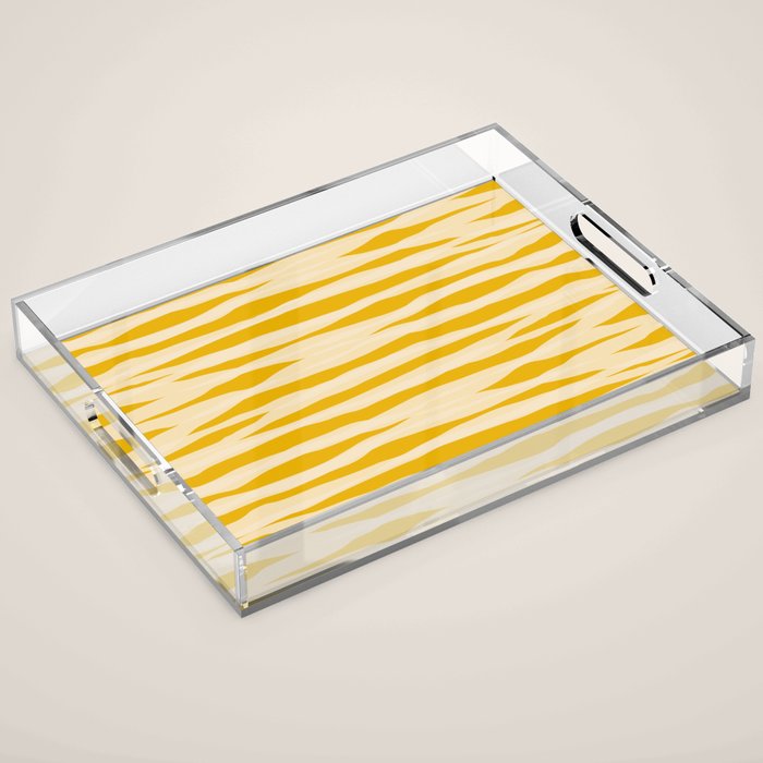 Abstract Organic Stripes Pattern in Mustard Yellow Acrylic Tray Gallery Image 1