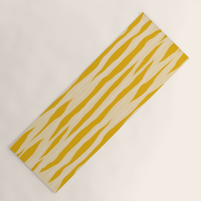 Abstract Organic Stripes Pattern in Mustard Yellow Yoga Mat Gallery Image 1