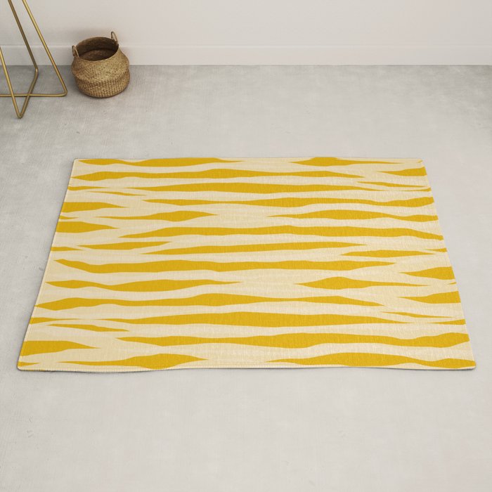 Abstract Organic Stripes Pattern in Mustard Yellow Rug Gallery Image 2