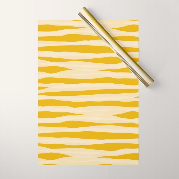 Abstract Organic Stripes Pattern in Mustard Yellow Wrapping Paper Gallery Image 1