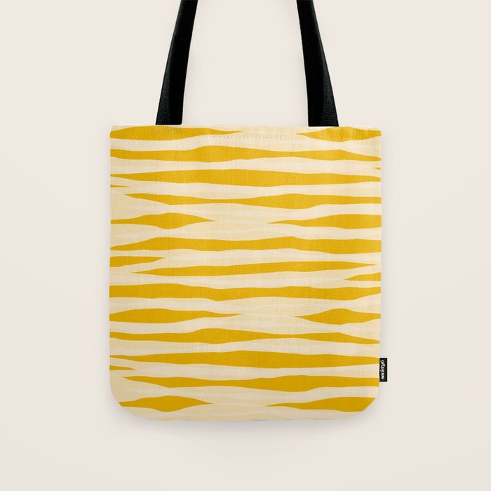 Abstract Organic Stripes Pattern in Mustard Yellow Tote Bag Gallery Image 1