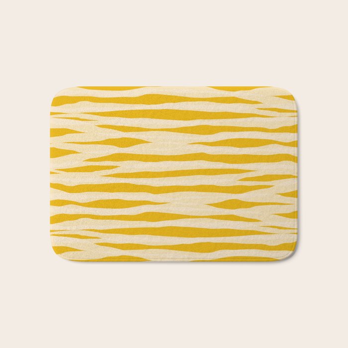 Abstract Organic Stripes Pattern in Mustard Yellow Bath Mat Gallery Image 1
