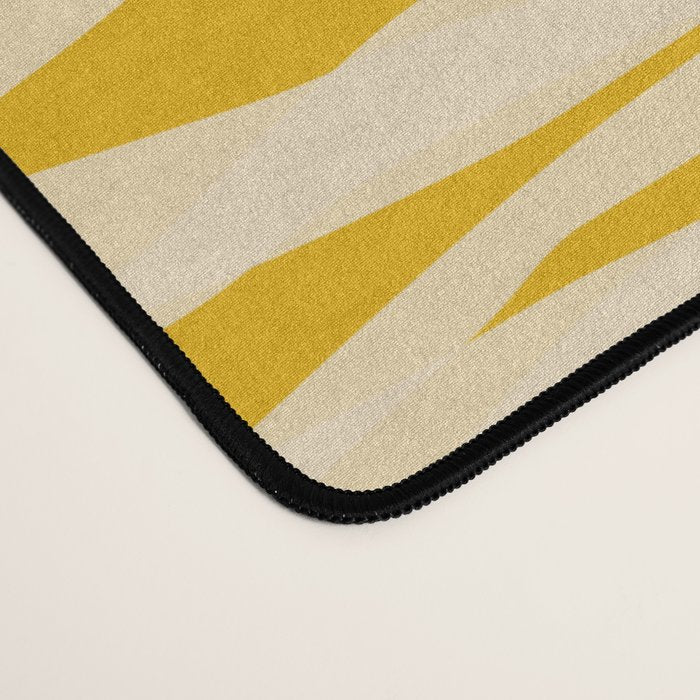 Abstract Organic Stripes Pattern in Mustard Yellow Desk Mat Gallery Image 4
