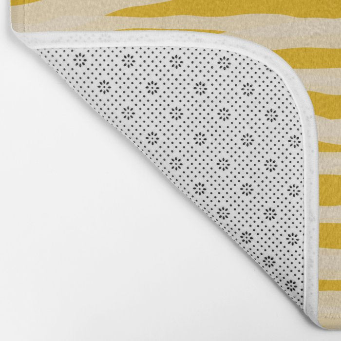 Abstract Organic Stripes Pattern in Mustard Yellow Bath Mat Gallery Image 2
