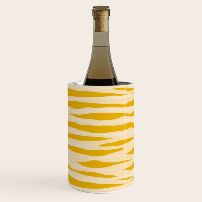 Abstract Organic Stripes Pattern in Mustard Yellow Wine Chiller Gallery Image 3