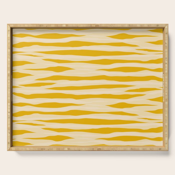 Abstract Organic Stripes Pattern in Mustard Yellow Serving Tray Gallery Image 1