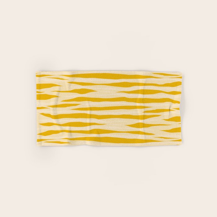 Abstract Organic Stripes Pattern in Mustard Yellow Bath Towel Gallery Image 1