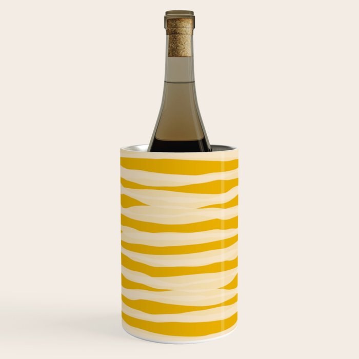 Abstract Organic Stripes Pattern in Mustard Yellow Wine Chiller Gallery Image 1