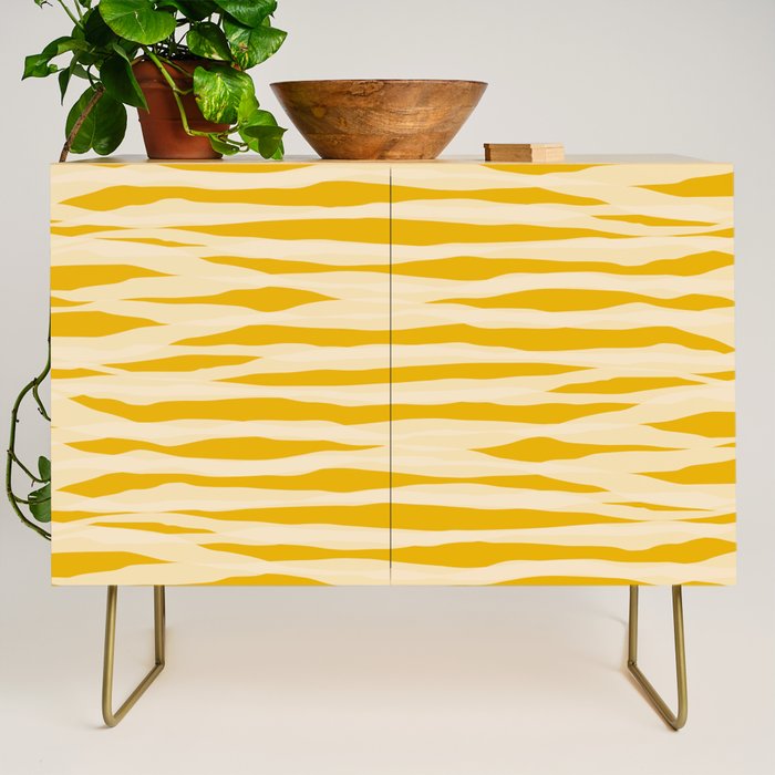 Abstract Organic Stripes Pattern in Mustard Yellow Credenza Gallery Image 1