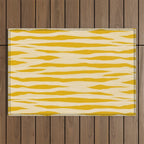 Abstract Organic Stripes Pattern in Mustard Yellow Outdoor Rug Gallery Image 1