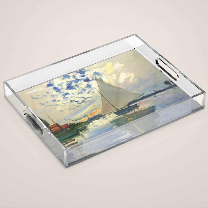 Sailboat Le-Petit-Gennevilliers Claude Monet Fine Art Acrylic Tray Gallery Image 1