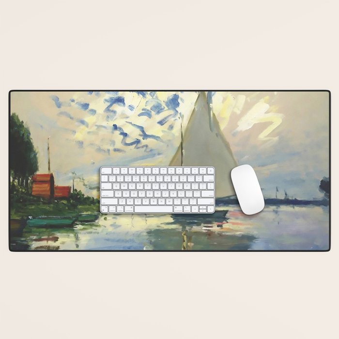 Sailboat Le-Petit-Gennevilliers Claude Monet Fine Art Desk Mat Gallery Image 1