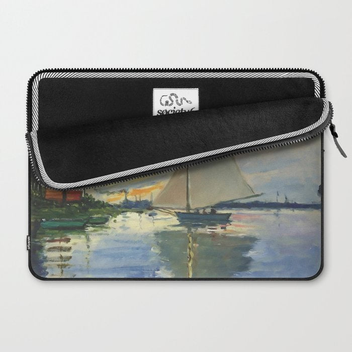Sailboat Le-Petit-Gennevilliers Claude Monet Fine Art Laptop Sleeve Gallery Image 2