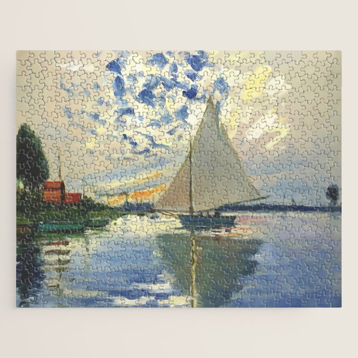 Sailboat Le-Petit-Gennevilliers Claude Monet Fine Art Jigsaw Puzzle Gallery Image 1