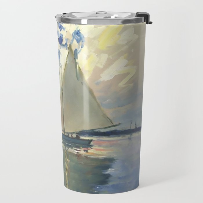 Sailboat Le-Petit-Gennevilliers Claude Monet Fine Art Travel Mug Gallery Image 2