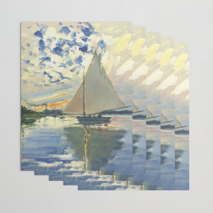 Sailboat Le-Petit-Gennevilliers Claude Monet Fine Art Wrapping Paper Gallery Image 3