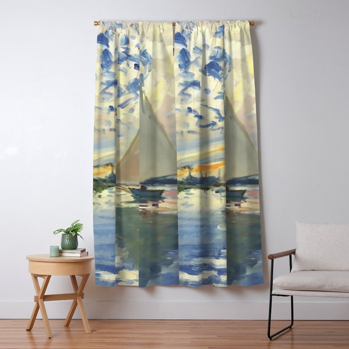 Sailboat Le-Petit-Gennevilliers Claude Monet Fine Art Window Curtain Gallery Image 1
