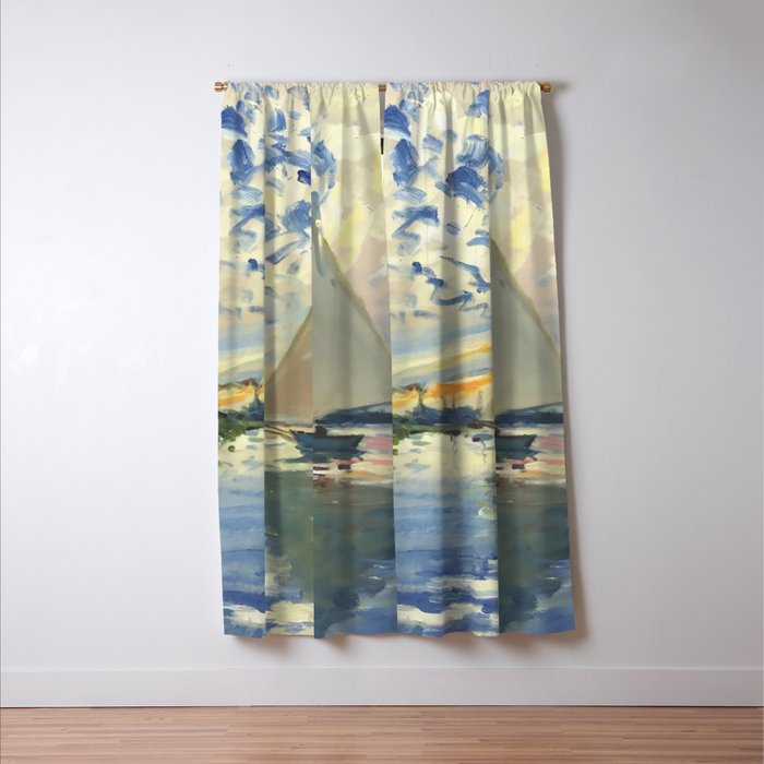Sailboat Le-Petit-Gennevilliers Claude Monet Fine Art Window Curtain Gallery Image 3