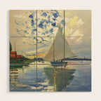 Sailboat Le-Petit-Gennevilliers Claude Monet Fine Art Wood Wall Art Gallery Image 1
