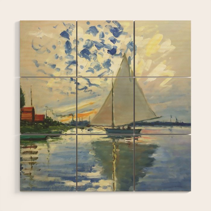 Sailboat Le-Petit-Gennevilliers Claude Monet Fine Art Wood Wall Art Gallery Image 1