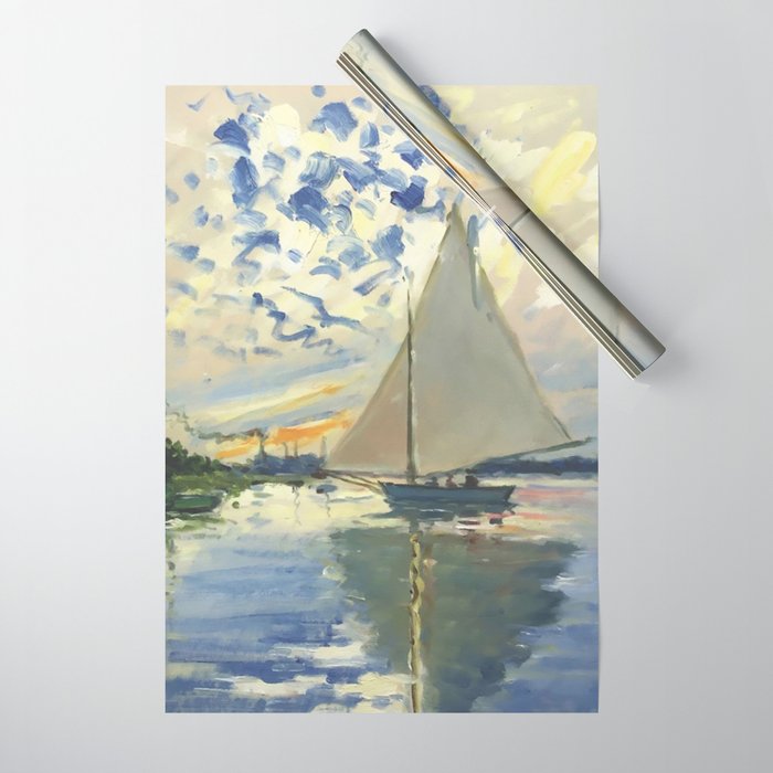 Sailboat Le-Petit-Gennevilliers Claude Monet Fine Art Wrapping Paper Gallery Image 1