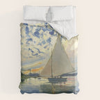 Sailboat Le-Petit-Gennevilliers Claude Monet Fine Art Duvet Cover Gallery Image 6