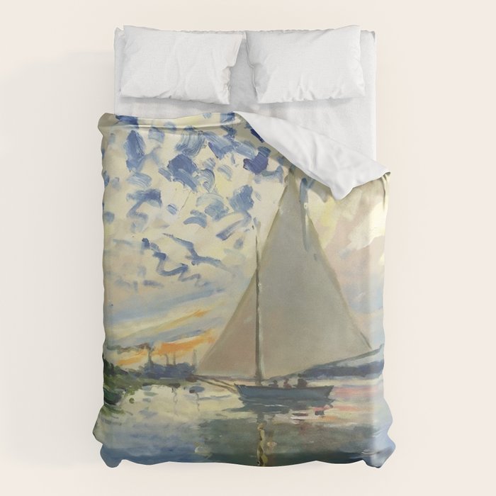 Sailboat Le-Petit-Gennevilliers Claude Monet Fine Art Duvet Cover Gallery Image 6