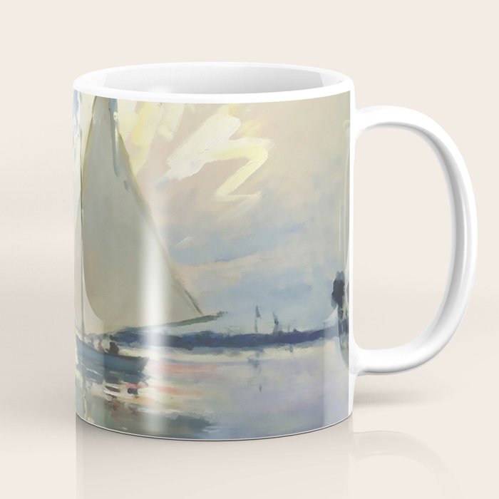 Sailboat Le-Petit-Gennevilliers Claude Monet Fine Art Coffee Mug Gallery Image 1