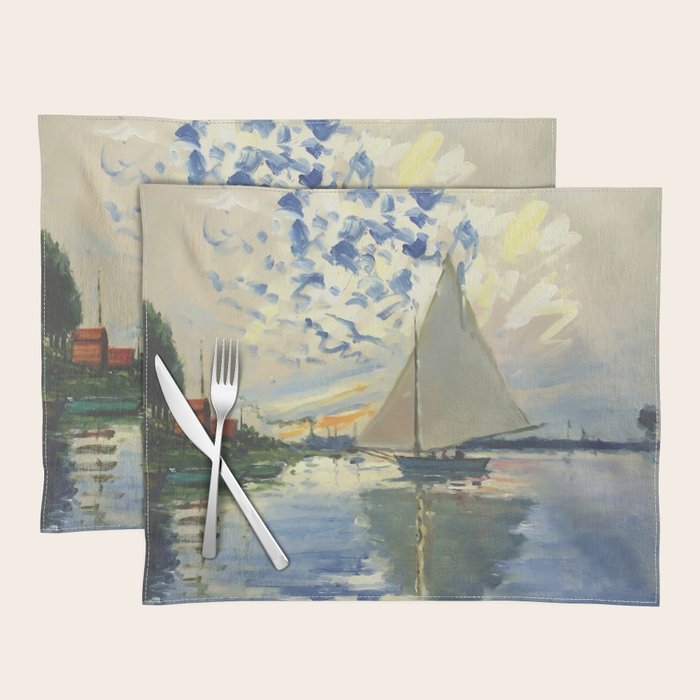 Sailboat Le-Petit-Gennevilliers Claude Monet Fine Art Placemat Gallery Image 1