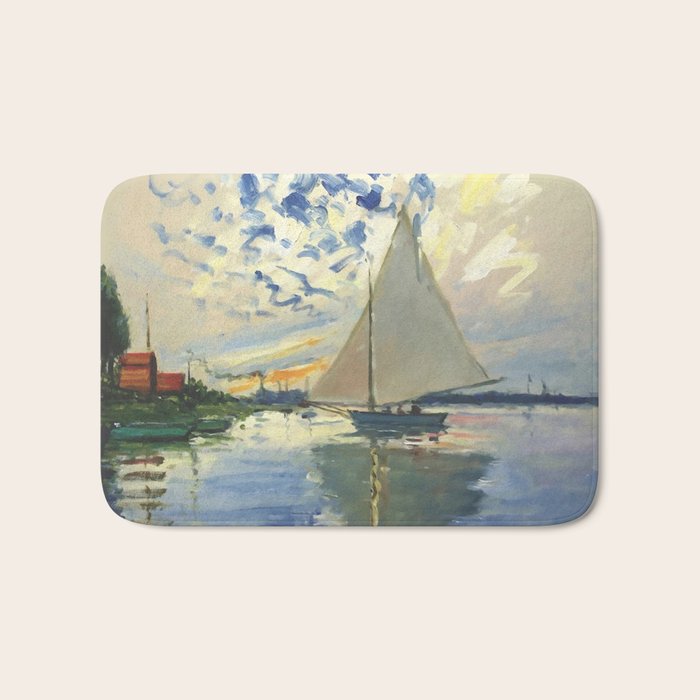 Sailboat Le-Petit-Gennevilliers Claude Monet Fine Art Bath Mat Gallery Image 1