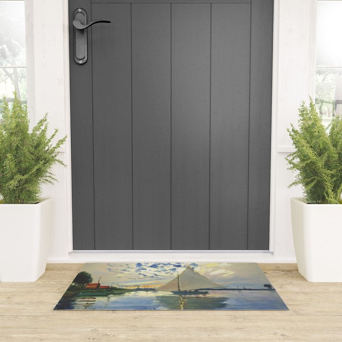 Sailboat Le-Petit-Gennevilliers Claude Monet Fine Art Welcome Mat Gallery Image 3