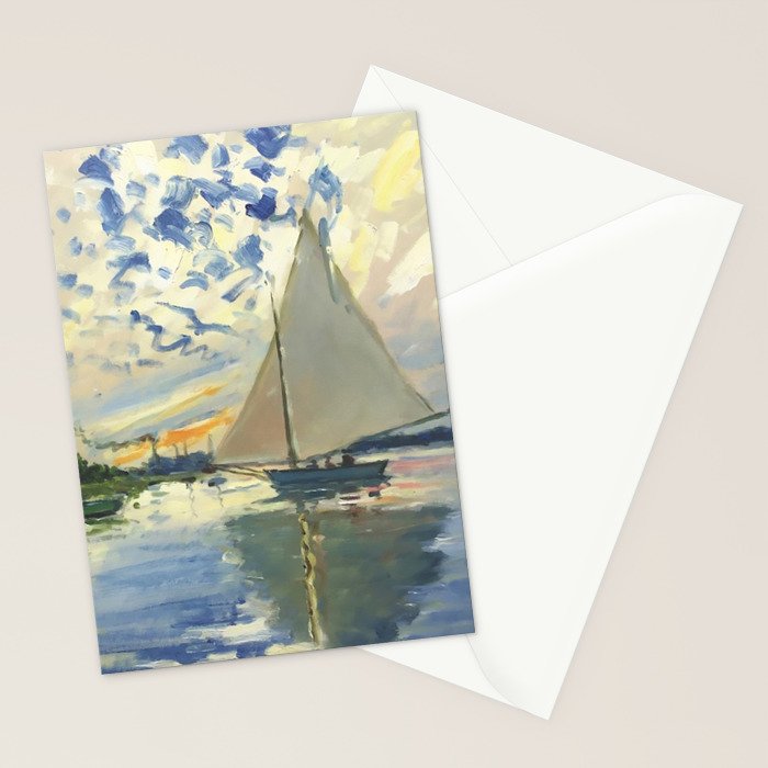 Sailboat Le-Petit-Gennevilliers Claude Monet Fine Art Stationery Card Gallery Image 2