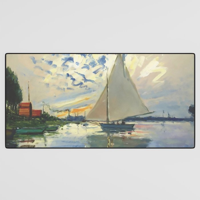 Sailboat Le-Petit-Gennevilliers Claude Monet Fine Art Desk Mat Gallery Image 3