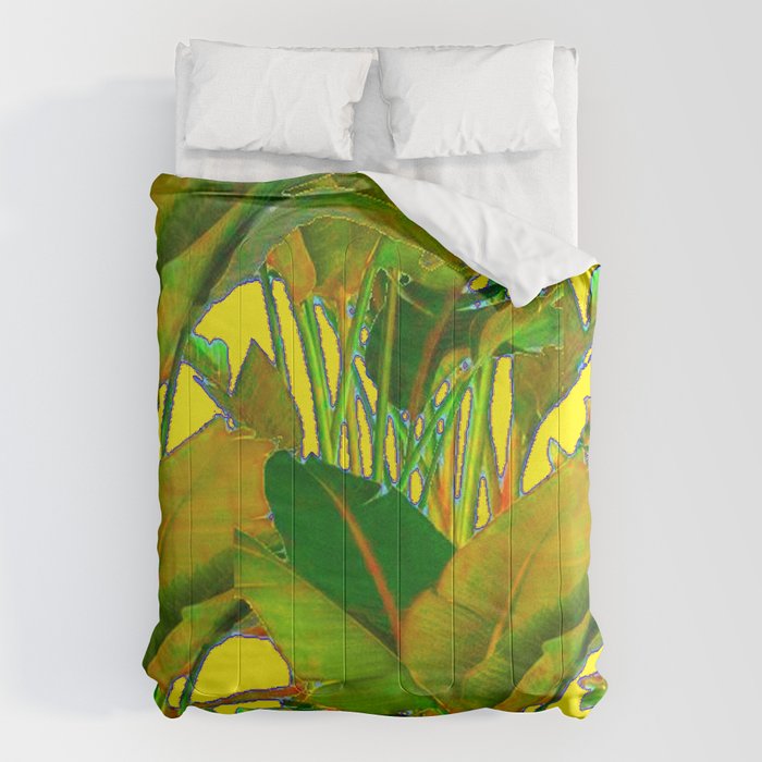 GOLDEN TROPICAL FOLIAGE GREEN & GOLD LEAVES AR Comforter Gallery Image 6