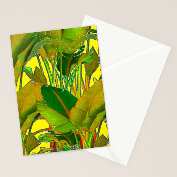 GOLDEN TROPICAL FOLIAGE GREEN & GOLD LEAVES AR Stationery Card Gallery Image 2