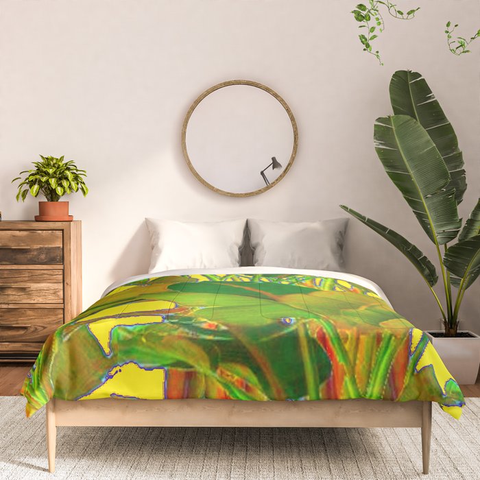 GOLDEN TROPICAL FOLIAGE GREEN & GOLD LEAVES AR Comforter Gallery Image 3