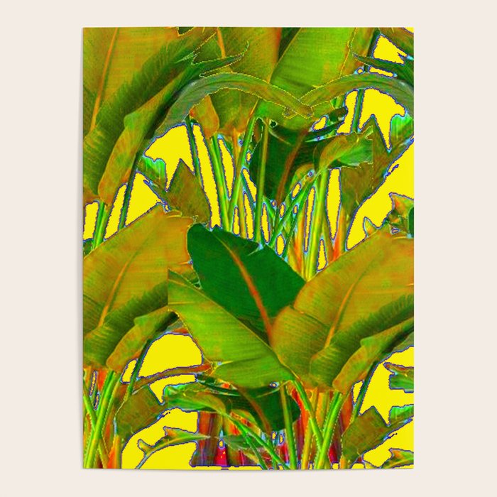 GOLDEN TROPICAL FOLIAGE GREEN & GOLD LEAVES AR Poster Gallery Image 4