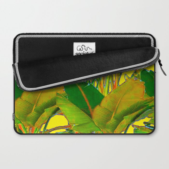 GOLDEN TROPICAL FOLIAGE GREEN & GOLD LEAVES AR Laptop Sleeve Gallery Image 2