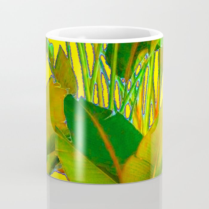 GOLDEN TROPICAL FOLIAGE GREEN & GOLD LEAVES AR Coffee Mug Gallery Image 4