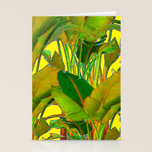 GOLDEN TROPICAL FOLIAGE GREEN & GOLD LEAVES AR Stationery Card Gallery Image 2
