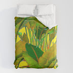 GOLDEN TROPICAL FOLIAGE GREEN & GOLD LEAVES AR Duvet Cover Gallery Image 6