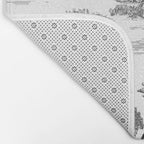 Toile de Jouy Vintage French Romantic Pastoral Black & White Bath Mat Gallery Image 2