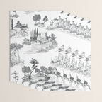 Toile de Jouy Vintage French Romantic Pastoral Black & White Wrapping Paper Gallery Image 3