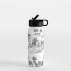 Toile de Jouy Vintage French Romantic Pastoral Black & White Water Bottle Gallery Image 1
