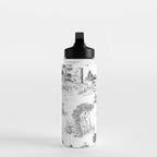 Toile de Jouy Vintage French Romantic Pastoral Black & White Water Bottle Gallery Image 3