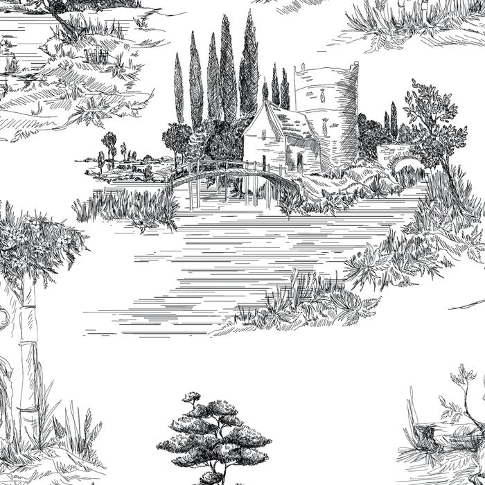 Toile de Jouy Vintage French Romantic Pastoral Black & White Coffee Mug Gallery Image 2
